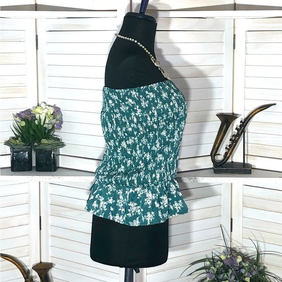 Shein Strapless Floral Chiffon Ruffled Top XS - Picture 4 of 8